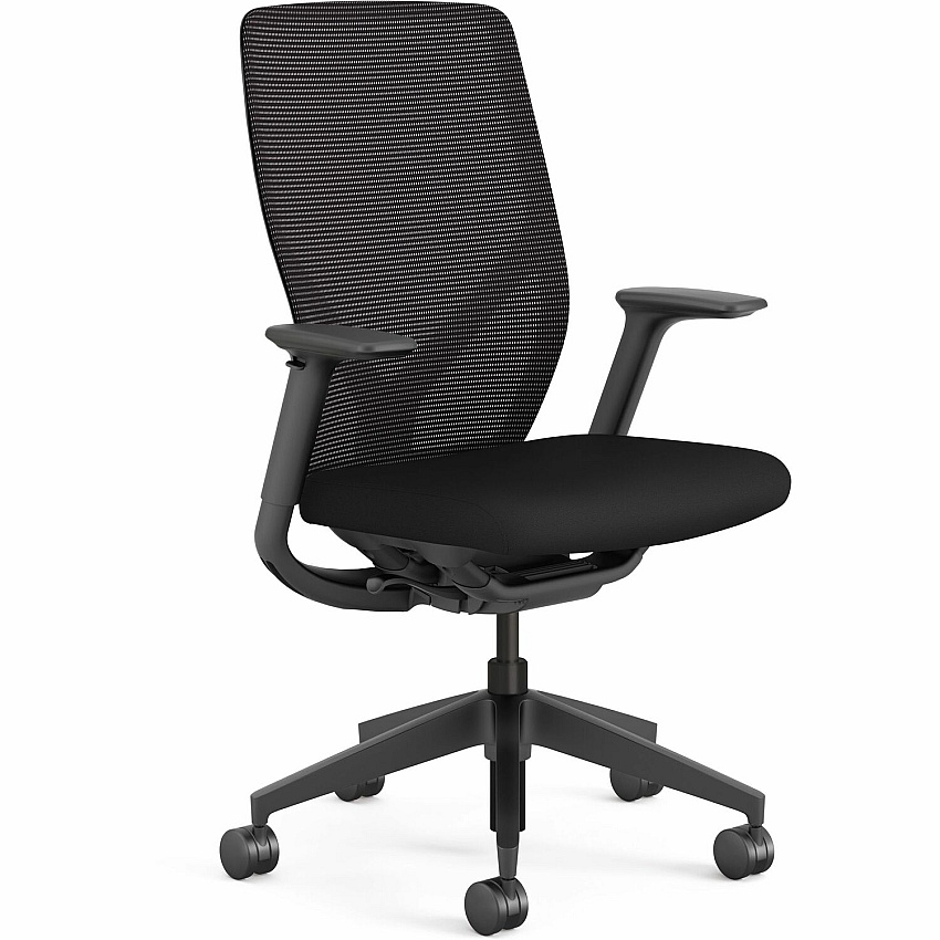 HON Flexion Task Chair Black Seat Color - Vinyl, Polyurethane Seat Material - Black Back Color - Mesh Back Material - Black Frame Color - 5-star Base - Armrest - 1 Each (FXT0STAMU10T)
