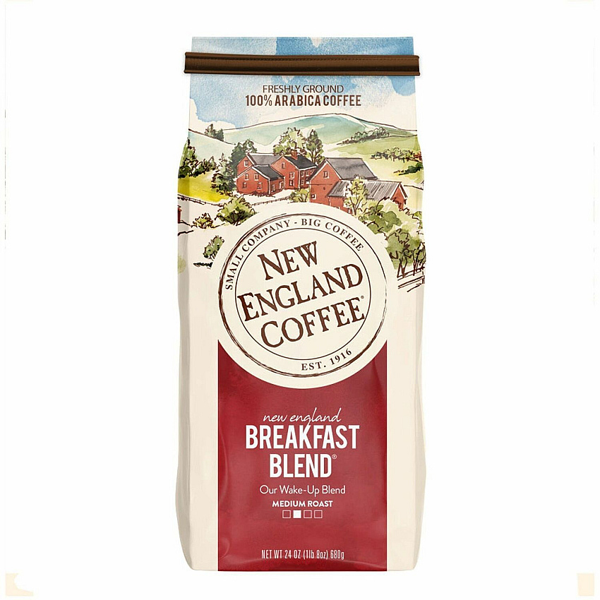 New England Coffee&reg; Ground Breakfast Blend Coffee Medium - 24 oz - Ground - Breakfast Blend - 4 / Carton (77025)
