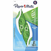 Paper Mate DryLine Grip Correction Tape 0.20" Tape Width x 27.80 ft Tape Length - Green, White, Transparent Dispenser - Smooth, Mess-free, Swivel Tip, Ergonomic, Tear Resistant - White - 2 / Pack (662415K)