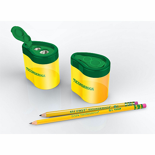 Dixon Two-Hole Pencil Sharpener 2 Hole(s) - Yellow, Green - 1 Each (X39201)