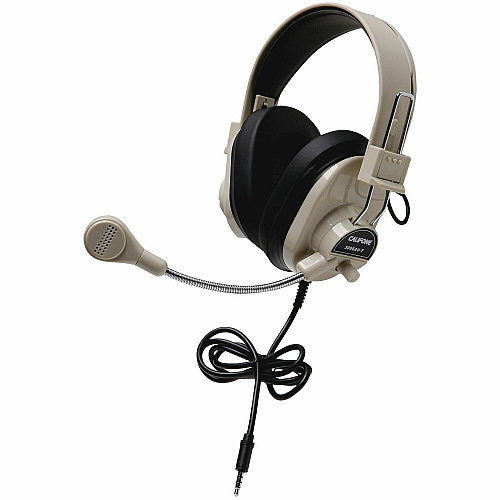 Califone Deluxe Multimedia Stereo Headset Stereo - Mini-phone (3.5mm) - Wired - Over-the-ear - Binaural - Ear-cup - Beige (3066AVTCT)