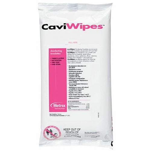 Caviwipes Disinfectant Wipe Concentrate - 9" Length x 7" Width - Durable, Easy to Use - White, Light Blue, Black - 45/Pack - 20 / Carton (MACW078224CT)