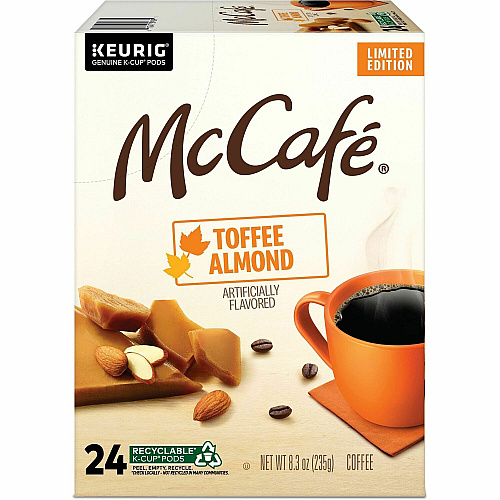 McCafe McCaf&eacute;&reg; K-Cup Toffee Almond Coffee Compatible with Keurig Brewer - Light - K-Cup - Toffee Almond - Kosher - 24 / Box (9189)