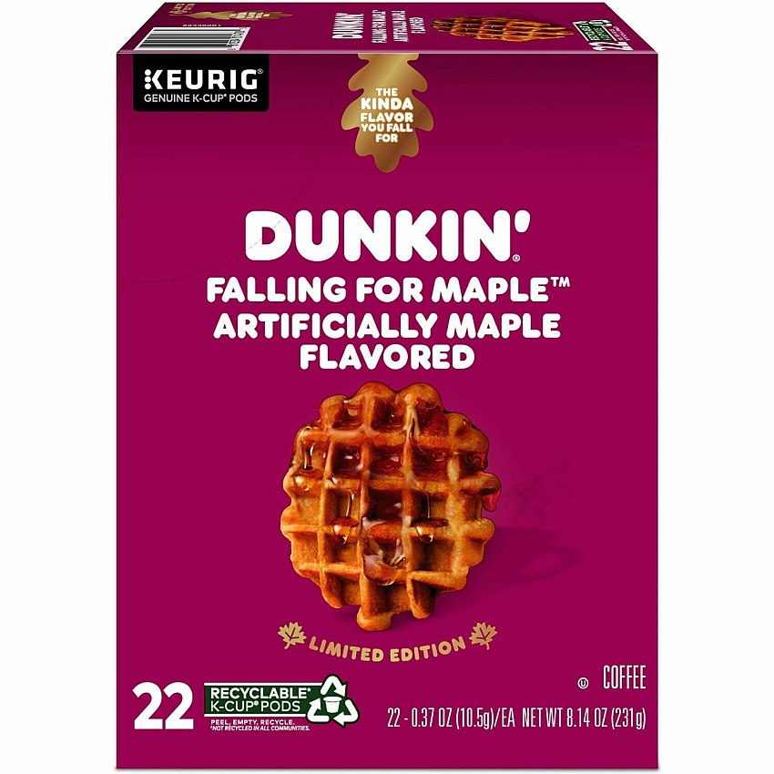 Dunkin Donuts Dunkin' Donuts&reg; K-Cup Falling for Maple Artificially Maple Flavored Coffee Compatible with Keurig Brewer - Medium - K-Cup - Maple, Arabica - 22 / Box (1478)