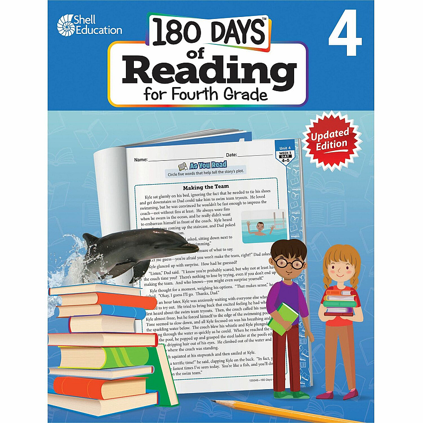 Shell Education 180 Days of Reading for Third Grade, 2nd Edition Printed Book Grade 4 - English - 1 Each (135046)