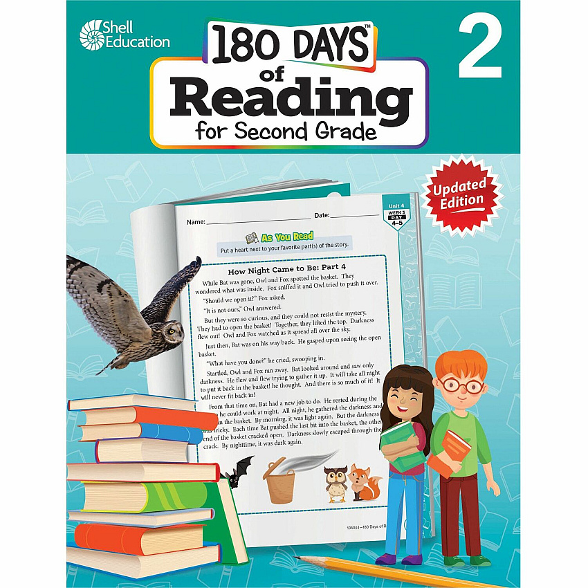 Shell Education 180 Days of Reading for Second Grade, 2nd Edition Printed Book Grade 2 - English - 1 Each (135044)