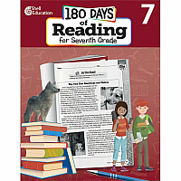Shell Education 180 Days of Reading for Seventh Grade Printed Book Grade 7 - English - 1 Each (135158)