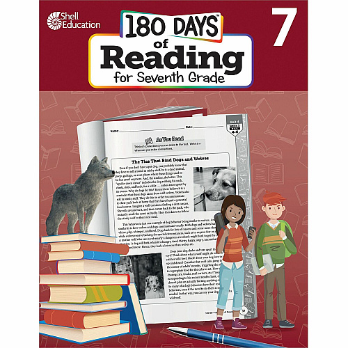 Shell Education 180 Days of Reading for Seventh Grade Printed Book Grade 7 - English - 1 Each (135158)