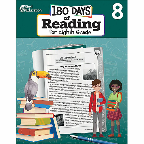 Shell Education 180 Days of Reading for Eighth Grade Printed Book Grade 8 - English - 1 Each (135159)