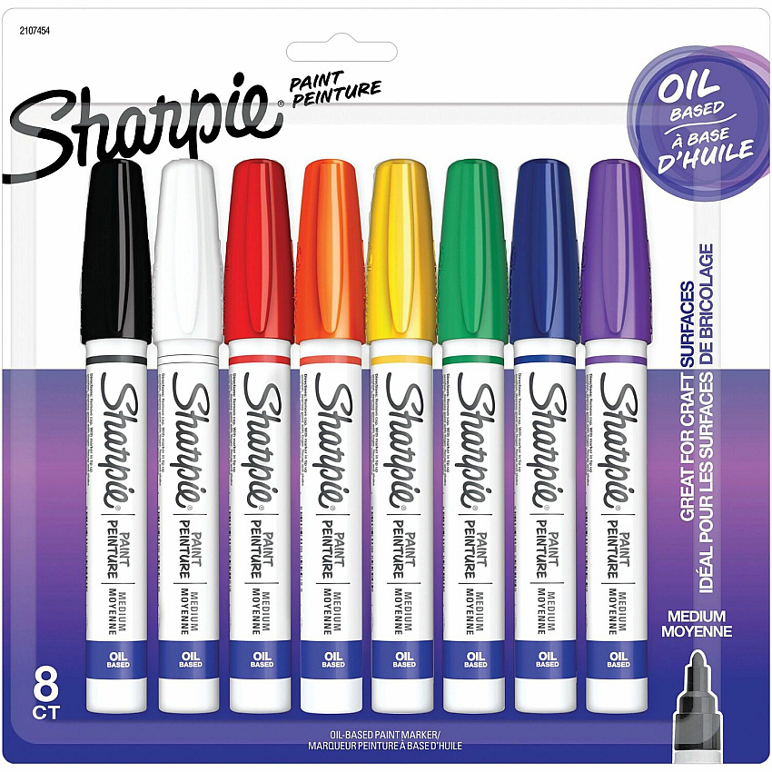 Sharpie Oil-Based Paint Markers Medium Marker Point - Assorted Ink - Oil Based - Metal Barrel - 8 / Pack (2107454)