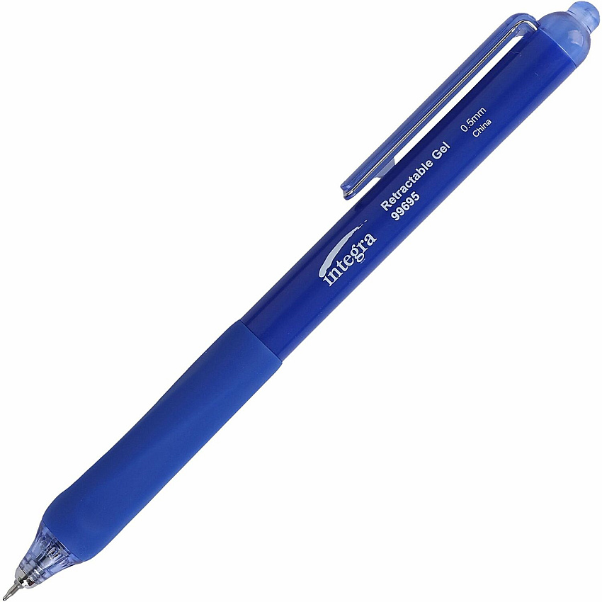 Integra Silent Retractable Gel Pens 0.5 mm Pen Point - Retractable - Blue Ink - 12 / Box (99695)