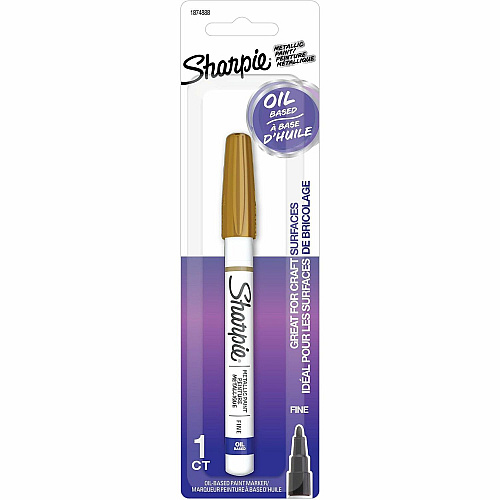 Sharpie Oil-Based Paint Markers Fine Marker Point - Gold Ink - Oil Based - Metal Barrel - 1 / Pack (1874888)