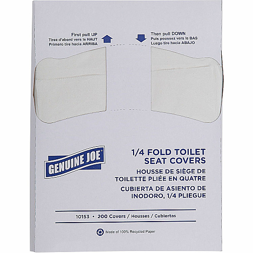 Genuine Joe Quarter-Fold Toilet Seat Covers Quarter-fold - For Toilet - White - Paper - 200/Pack - 25 / Carton (GJO10153)