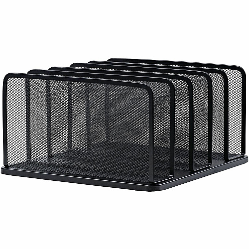 Lorell 5-Tier Letter Tray 5 Tier(s) - Vertical - Side-loading, Sturdy - Black - Steel Mesh - 1 Each (LLR95282)