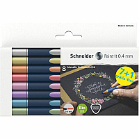 Schneider Metallic Rollerball Pens 0.4 mm Pen Point - Assorted Metallic Ink - Bioplastic Barrel - 8 / Pack (ML05011502)