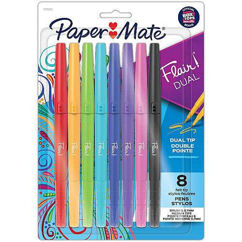 Paper Mate Flair Duo Pens 0.7 mm Medium Pen Point - Assorted Ink - 8 / Pack (2181604)
