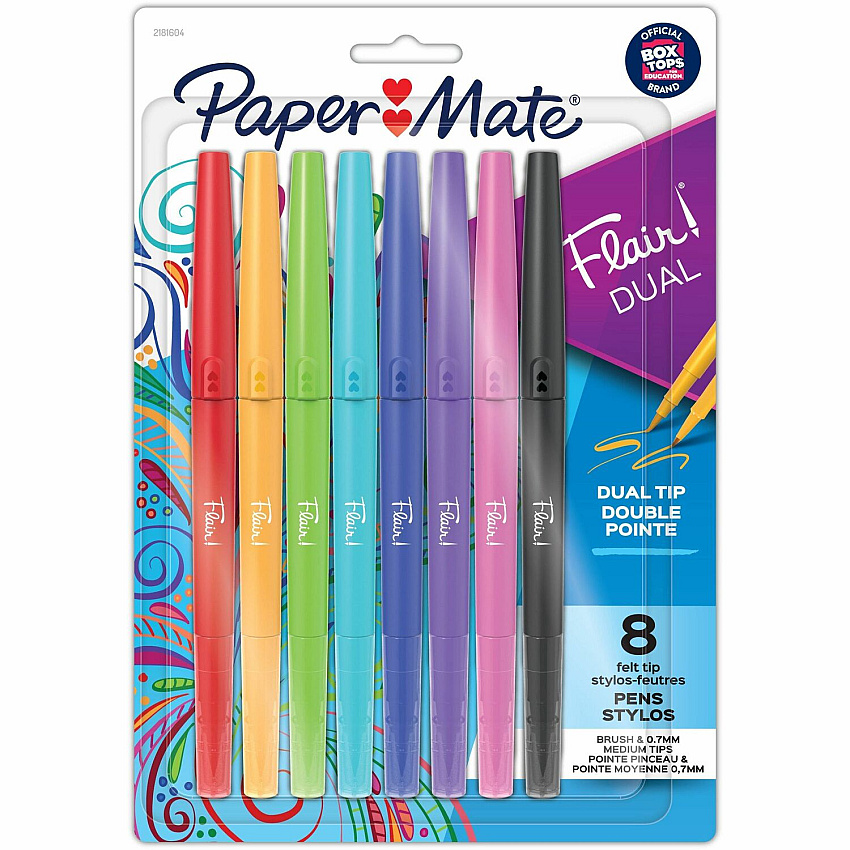 Paper Mate Flair Duo Pens 0.7 mm Medium Pen Point - Assorted Ink - 8 / Pack (2181604)