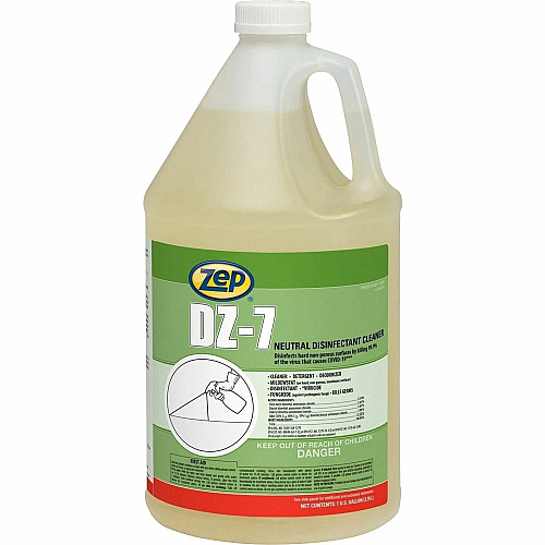 Zep Commercial DZ-7 Neutral Disinfectant Cleaner 128 fl oz (4 quart) - Neutral Scent - Virucidal, Bactericide, Fungicide, Mildewstatic, pH Neutral, Phosphate-free, Butyl-free, APE-free - Yellow - 1 Each (752023)