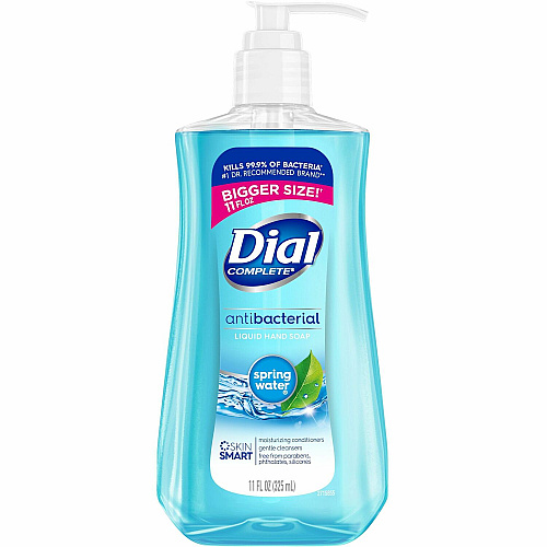Dial Spring Antibacterial Hand Soap Spring Water ScentFor - 11 fl oz (325.3 mL) - Bacteria Remover - Multipurpose - Moisturizing - Antibacterial - Blue - 1 Each (20953)
