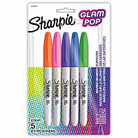 Sharpie Glam Pop Permanent Markers Fine Marker Point - Assorted Ink - 5 / Pack (2185230)
