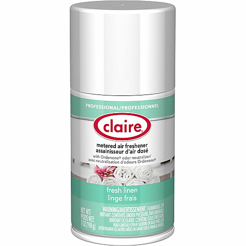 Claire Metered Air Freshener with Ordenone Aerosol - 6000 ft³ - 7 fl oz (0.2 quart) - Fresh Linen - 30 Day - Odor Neutralizer - 12 / Carton (CL110CT)