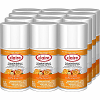 Claire Metered Air Freshener with Ordenone Aerosol - 6000 ft³ - 7 fl oz (0.2 quart) - Citrus Blast - 30 Day - Odor Neutralizer - 12 / Carton (CL112CT)