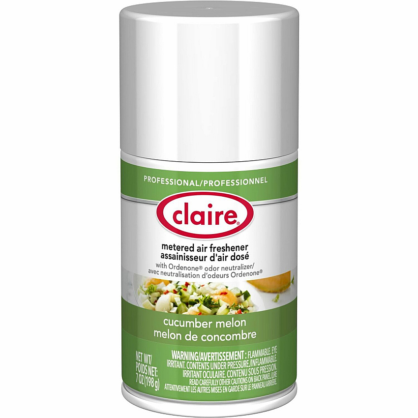Claire Metered Air Freshener with Ordenone Aerosol - 6000 ft³ - 7 fl oz (0.2 quart) - Cucumber Melon - 30 Day - Odor Neutralizer - 1 Each (CL109)