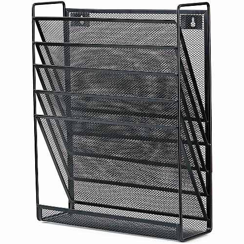 Lorell 5-Pocket Wall File 5 Pocket(s) - Black - Steel Mesh - 1 Each (LLR95280)