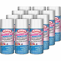 Claire Chewing Gum Remover 12 fl oz (0.4 quart) - Cherry Scent - Residue-free, Non-staining, Chemical-free, Ozone-safe - Colorless - 12 / Carton (CL813CT)