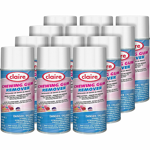 Claire Chewing Gum Remover 12 fl oz (0.4 quart) - Cherry Scent - Residue-free, Non-staining, Chemical-free, Ozone-safe - Colorless - 12 / Carton (CL813CT)