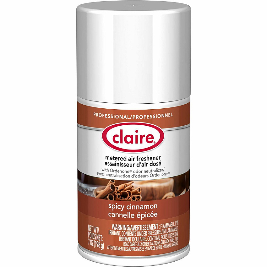 Claire Metered Air Freshener with Ordenone Aerosol - 6000 ft³ - 7 fl oz (0.2 quart) - Spicy Cinnamon - 30 Day - Odor Neutralizer - 12 / Carton (CL122CT)