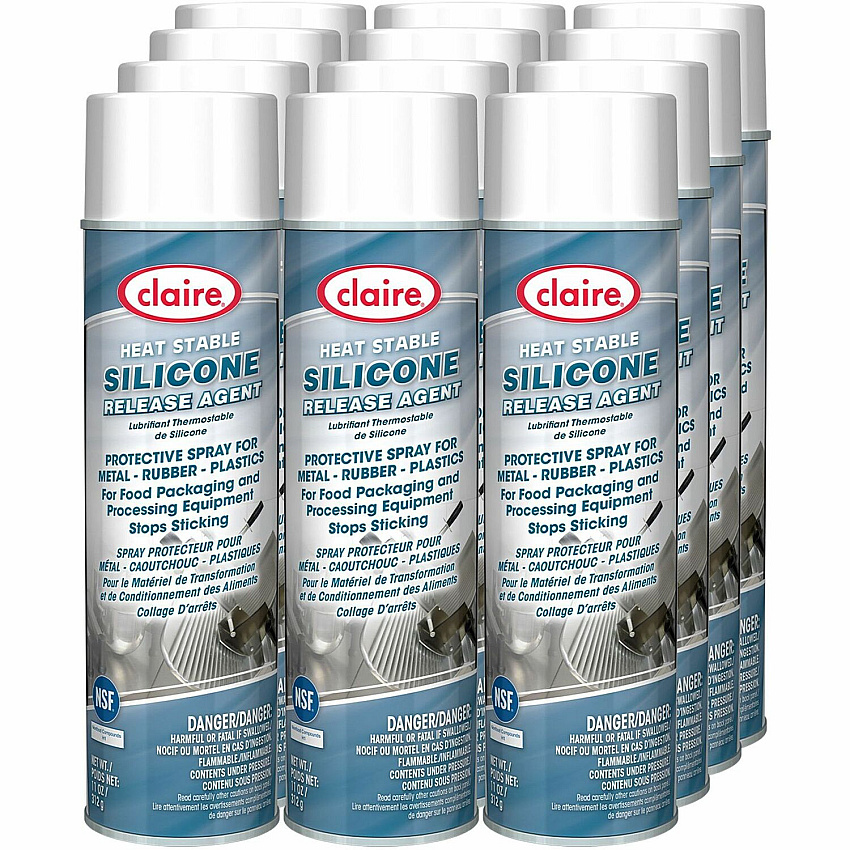 Claire Heat Stable Silicone Release Agent 11 fl oz (0.3 quart) - Mild Petroleum Scent - Water Repellent, Non-staining, Wax-free, Water Proof, Anti-corrosive, Non-sticky - 12 / Carton (CL948CT)
