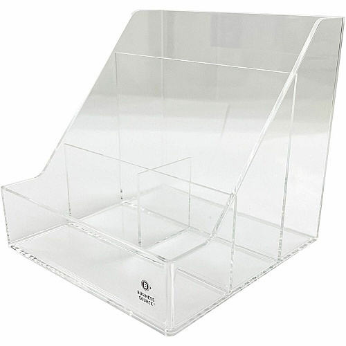 Business Source 4-Compartment Desktop Organizer 4 Compartment(s) - 5.50" Height x 5.60" Width x 5.60" Depth - Desktop - Durable - Clear - Acrylic - 1 Each (BSN11883)