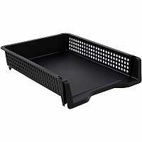 Business Source Stackable Letter Tray Stackable, Front Loading - Black - Plastic - 1 Each (BSN42571)