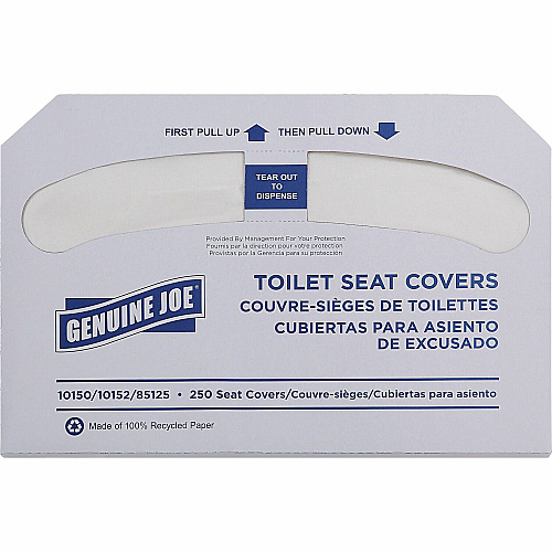 Genuine Joe Toilet Seat Covers Half-fold - For Public Toilet - White - 250/Pack - 4 / Carton (GJO10152)