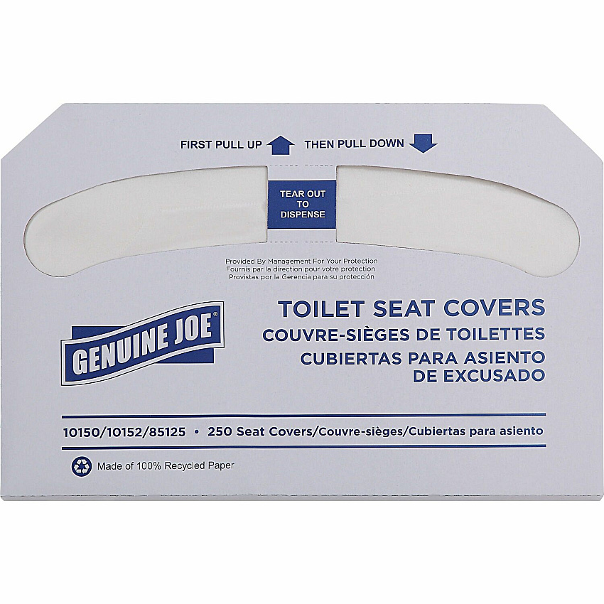 Genuine Joe Toilet Seat Covers Half-fold - For Public Toilet - White - 250/Pack - 4 / Carton (GJO10152)