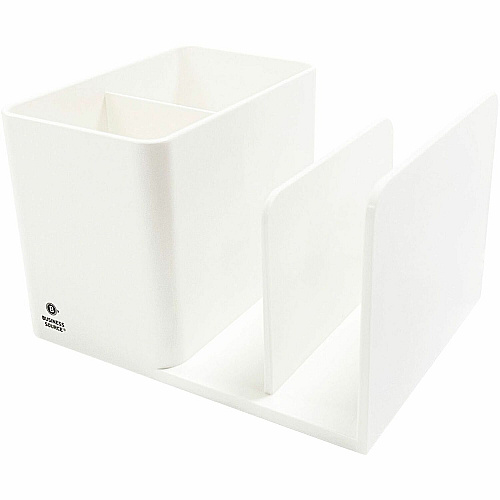 Business Source Multifunctional Pen Cup Organizer 2 Compartment(s) - 3.80" Height x 6.10" Width x 4.70" Depth - Durable - White - ABS Plastic - 1 Each (BSN11881)