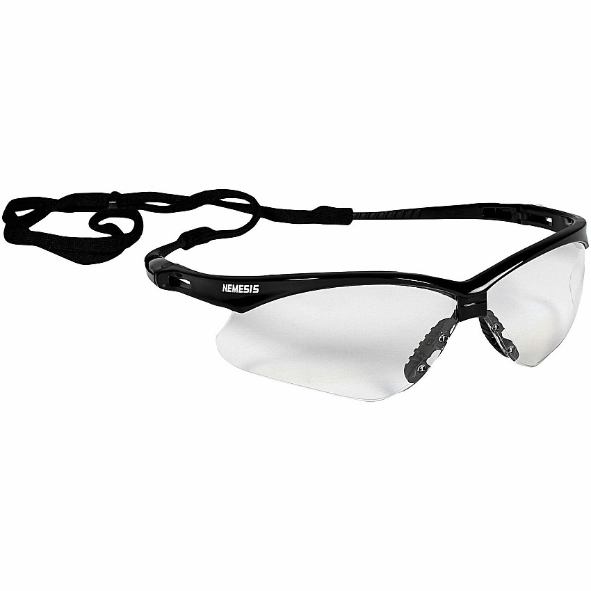 Kleenguard V30 Nemesis Safety Eyewear Recommended for: Workplace, Home, Industrial, Manufacturing, Eye, Construction, Shooting - Universal - UVA, UVB, UVC Protection - Polycarbonate - Durable, Lightweight, Wraparound Frame, Neck Cord, Scratch Re (25679BX)