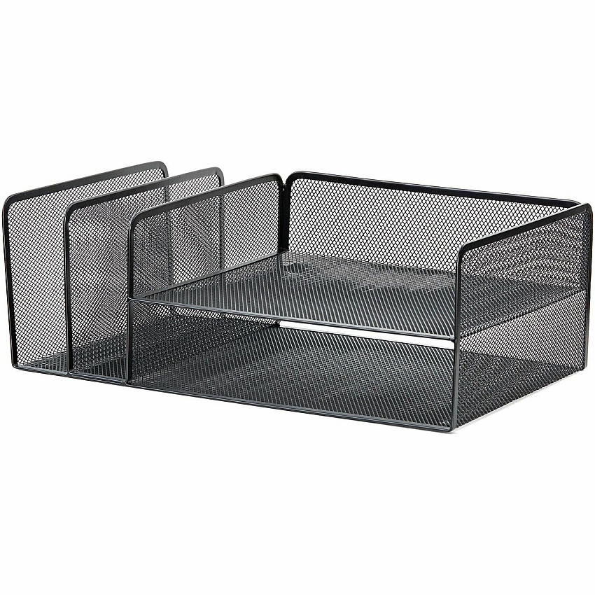Lorell 4-Tier File Organizer 4 Tier(s) - Horizontal/Vertical - Desktop - Black - Steel Mesh - 1 Each (LLR95281)