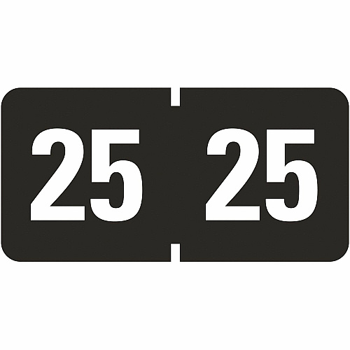 Smead ETYJ Color-Coded Year Labels 25 - 3/4" Height x 1 1/2" Width - Black - 500 / Roll (68325)