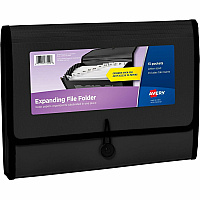Avery Letter, A4 Expanding File 425 Sheets Capacity - 13 Pocket(s) - Polypropylene, Plastic, Fabric - Black - 0% Recycled - 1 Each (73553)