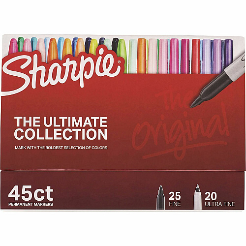 Sharpie Ultimate Collection Permanent Markers Fine, Ultra Fine Marker Point - Assorted Ink - 45 / Box (2199818)