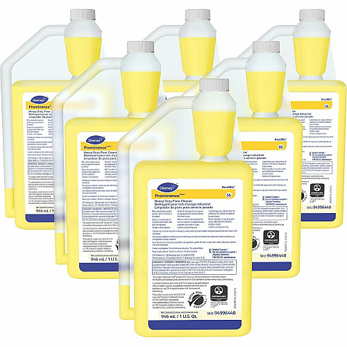 Diversey Prominence Heavy Duty Floor Cleaner Concentrate - 32 fl oz (1 quart) - Citrus Scent - Heavy Duty, Film-free, Rinse-free, pH Neutral, Dilutable - Yellow - 6 / Carton (94996440CT)