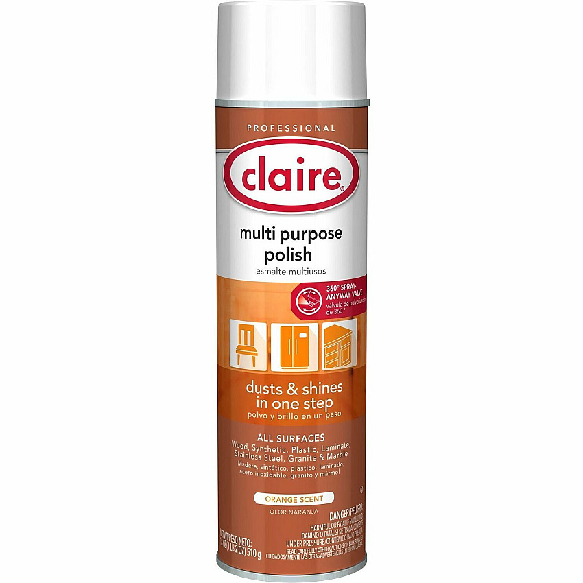 Claire Citra Gloss All Surface Duster/Polish 18 fl oz (0.6 quart) - No-wax - Tennessee Orange - 1 Each (CL814)