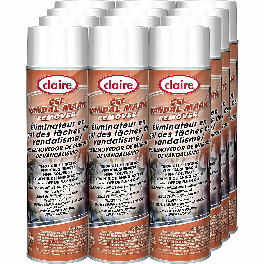 Claire Gel Vandal Mark Remover 15 oz (0.94 lb) - Easy to Use - Knockout Orange - 12 / Carton (CL880CT)