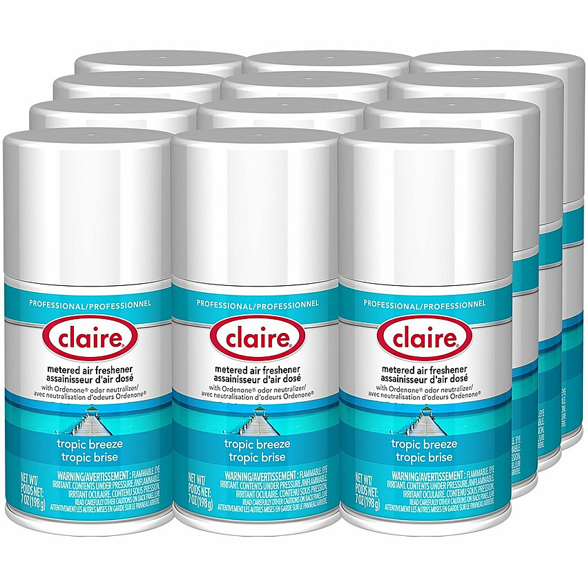 Claire Metered Air Freshener with Ordenone Aerosol - 6000 ft³ - 7 fl oz (0.2 quart) - Tropical - 30 Day - Odor Neutralizer - 12 / Carton (CL105CT)