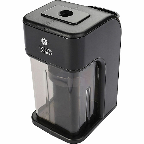 Business Source Electric Pencil Sharpener Helical - AC Adapter, DC Adapter Powered - Black - 1 Each (BSN84200)
