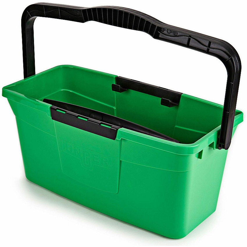 Unger 3 Gallon Pro Bucket 3 gal - Compact, Ergonomic Grip, Durable, Comfortable Handle, Pour Spout - Green, Black - 10 / Carton (QB12BCT)