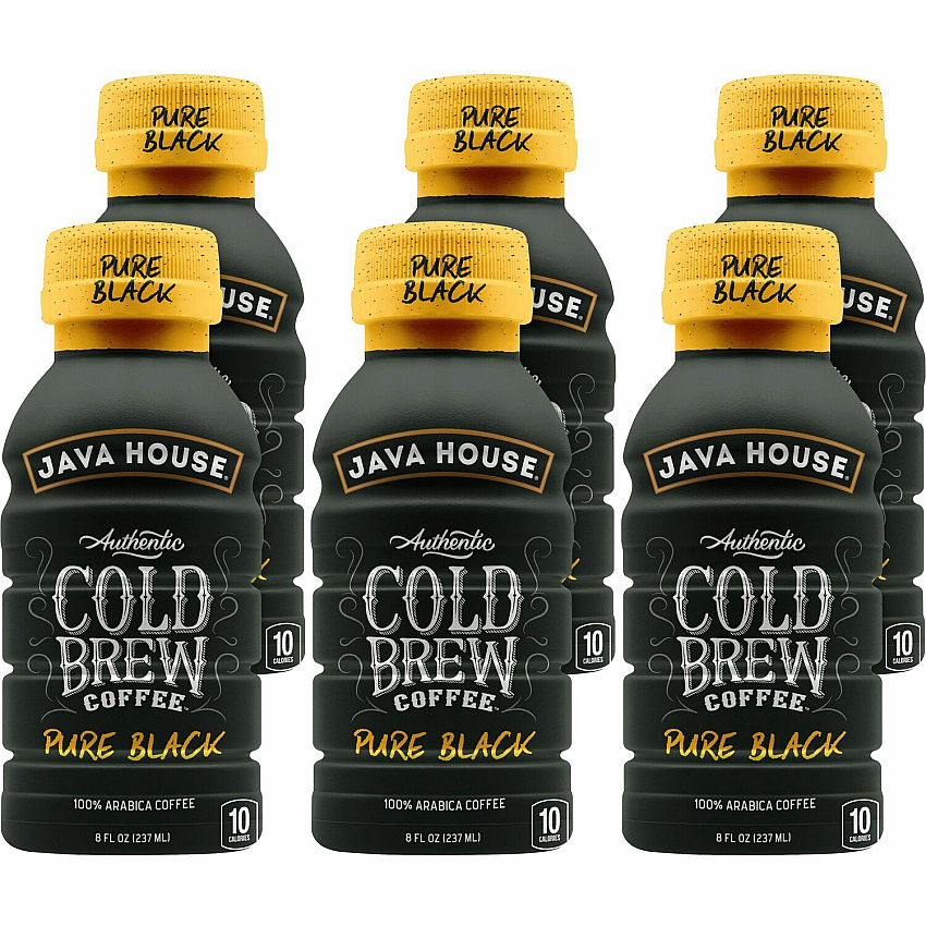 Java House Cold Brew Colombian Black Coffee Bottles Black Coffee - 8 fl oz - Colombian - 6 / Box (FC109080)