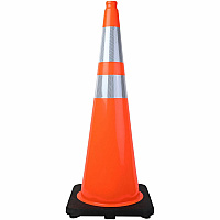 Tatco Slimline Traffic Cones 36" Height - Reflective, Flexible - Polyvinyl Chloride (PVC) - Orange - 1 Each (25960)